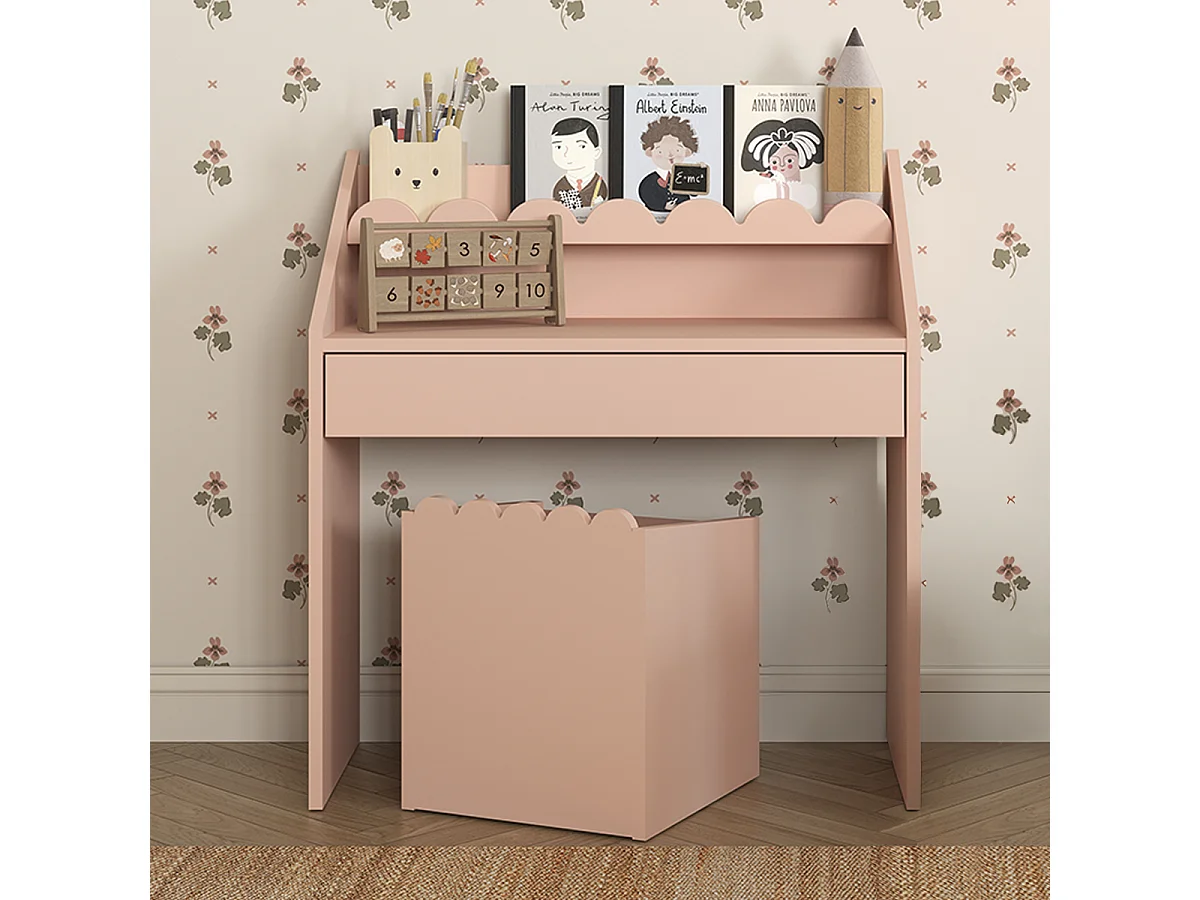 Bureau met 1 lade en stoel Bellamy boekenhoek roze