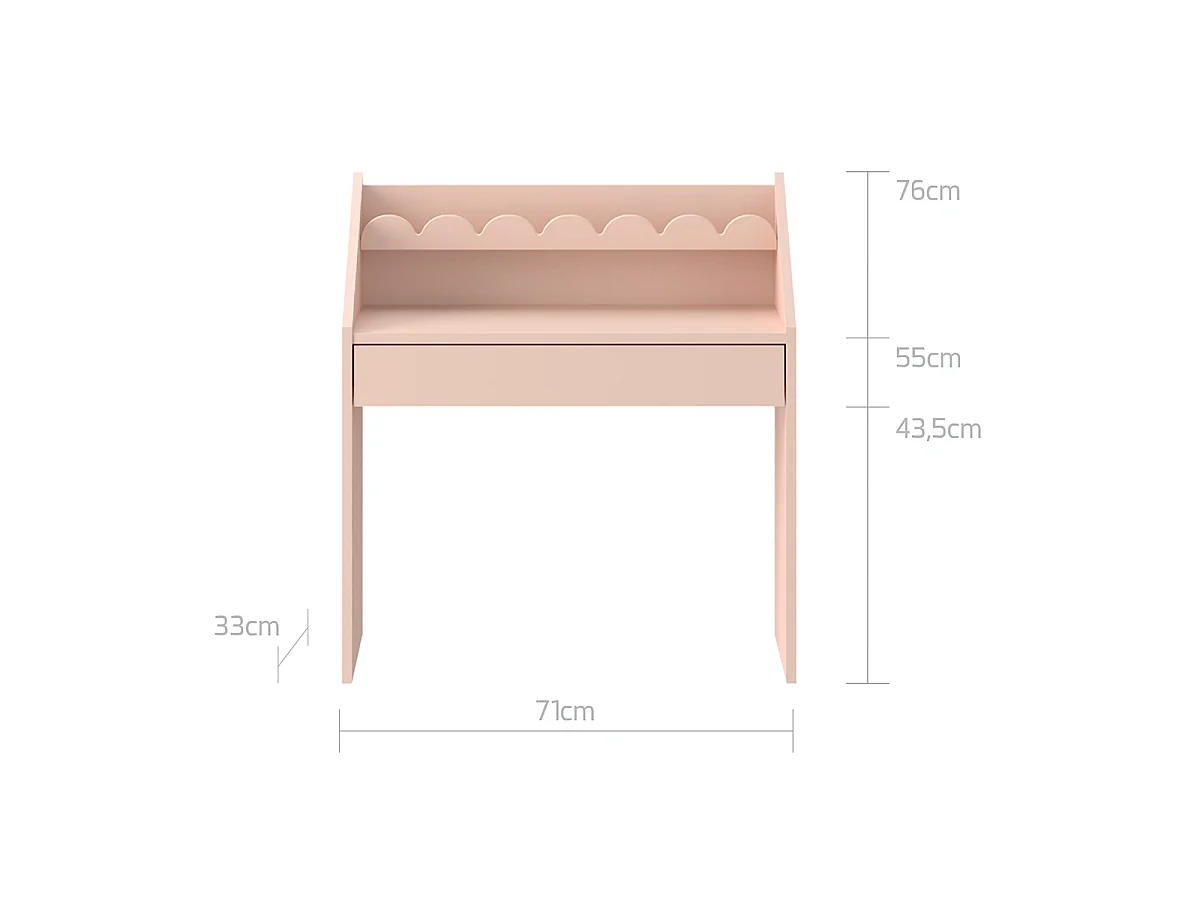 Bureau met 1 lade en stoel Bellamy boekenhoek roze
