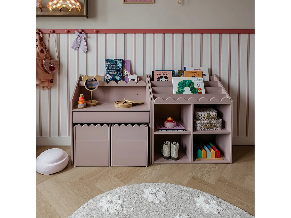 Bureau 1 tiroir avec chaise Book Nook Rose