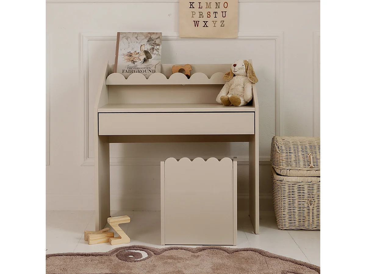 Bureau 1 lade met stoel Bellamy Book Nook Beige
