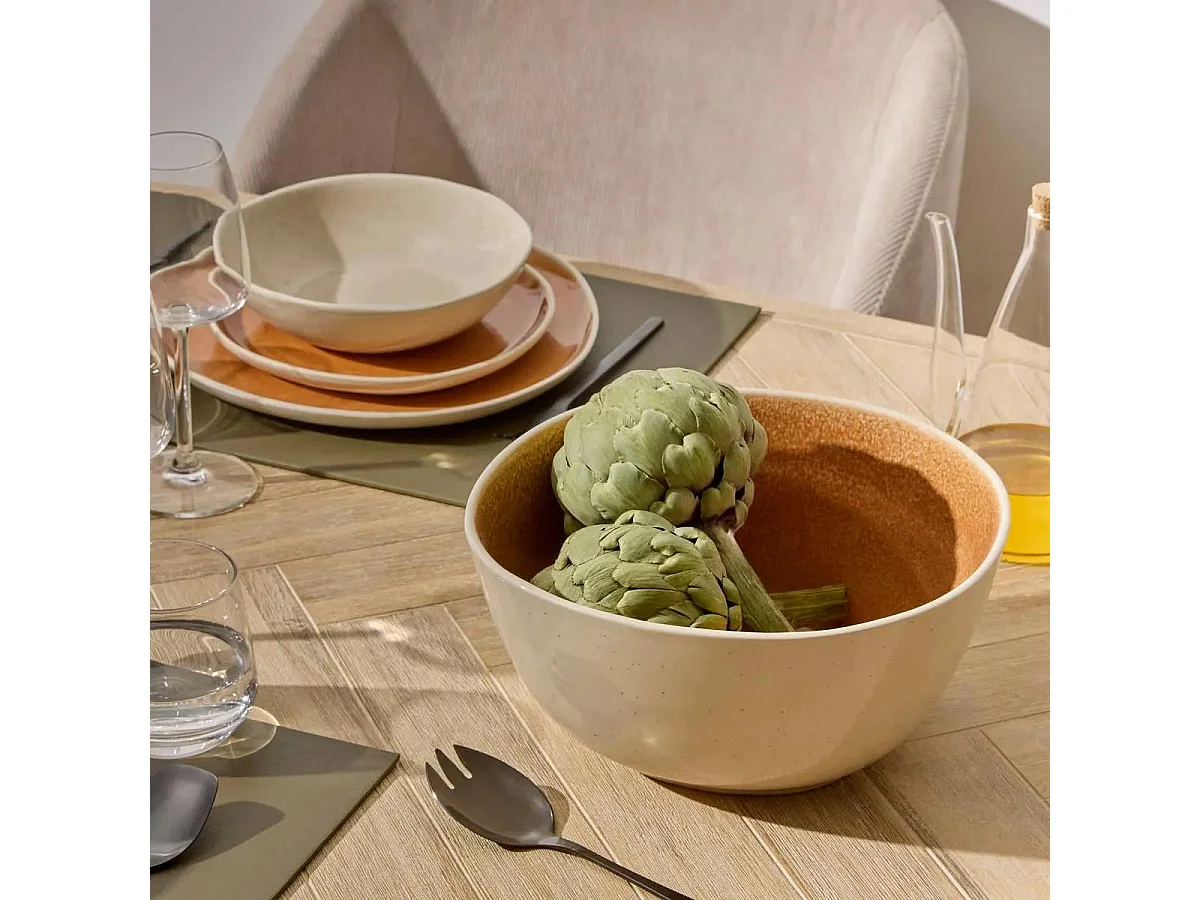 Saladier en Faïence "Wonja" 26cm Ocre