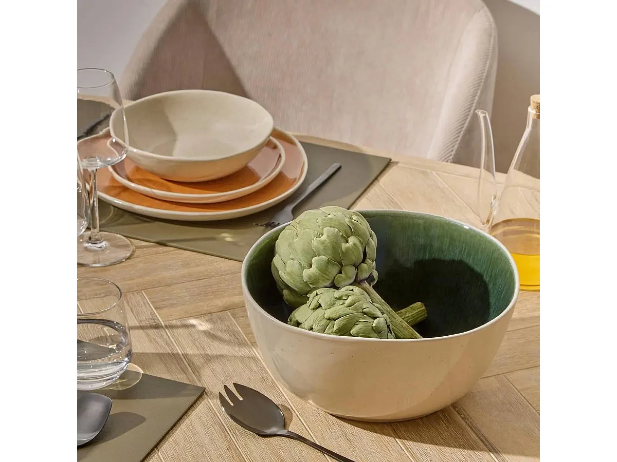 Saladier en Faïence "Wonja" 26cm Vert