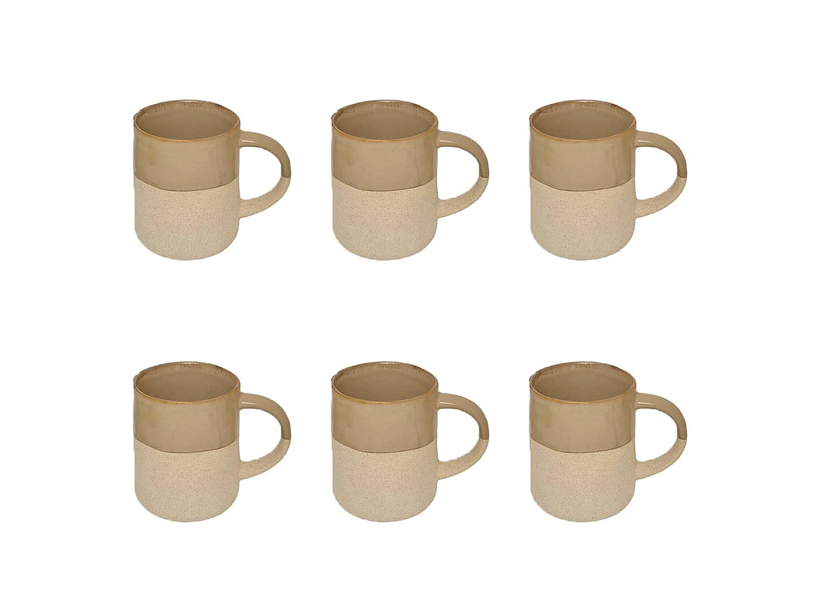 Lot de 6 Mugs en Faïence "Kate" 34cl Beige