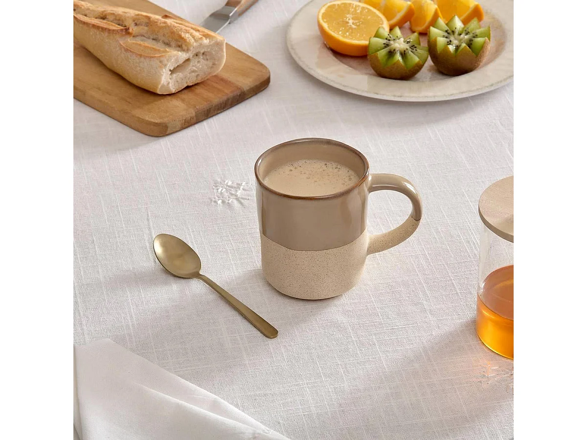 Lot de 6 Mugs en Faïence "Kate" 34cl Beige