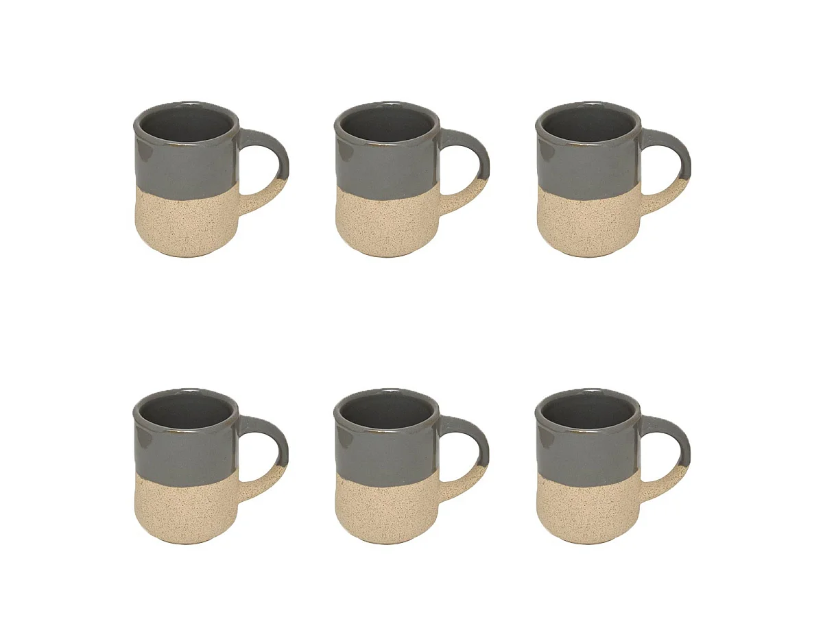 Lot de 6 Tasses à Café en Faïence "Kate" 10cl Gris