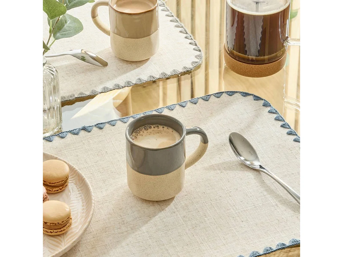 Lot de 6 Mugs en Faïence "Kate" 20cl Gris