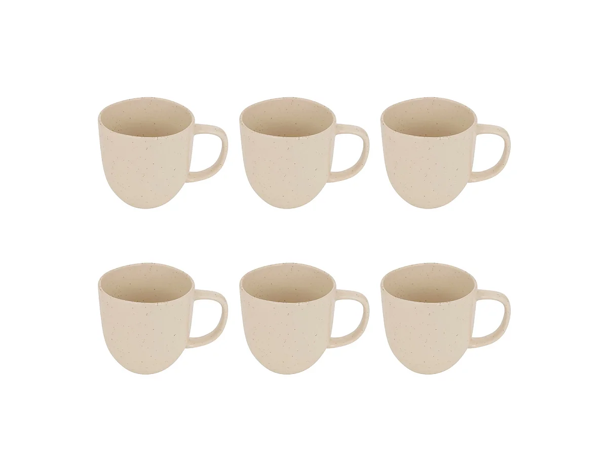 Lot de 6 Mugs en Faïence "Wonja" 44cl Crème