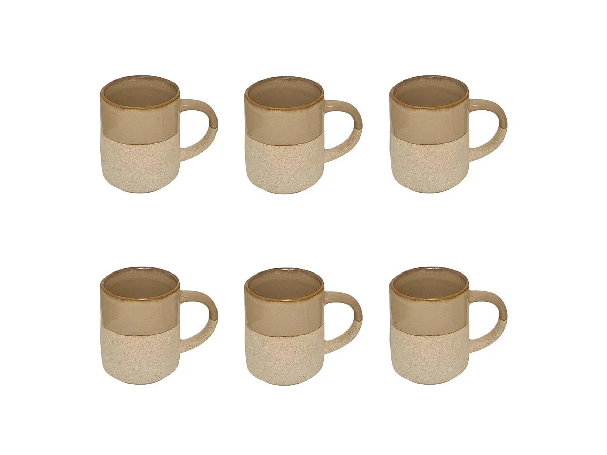 Lot de 6 Mugs en Faïence "Kate" 20cl Beige