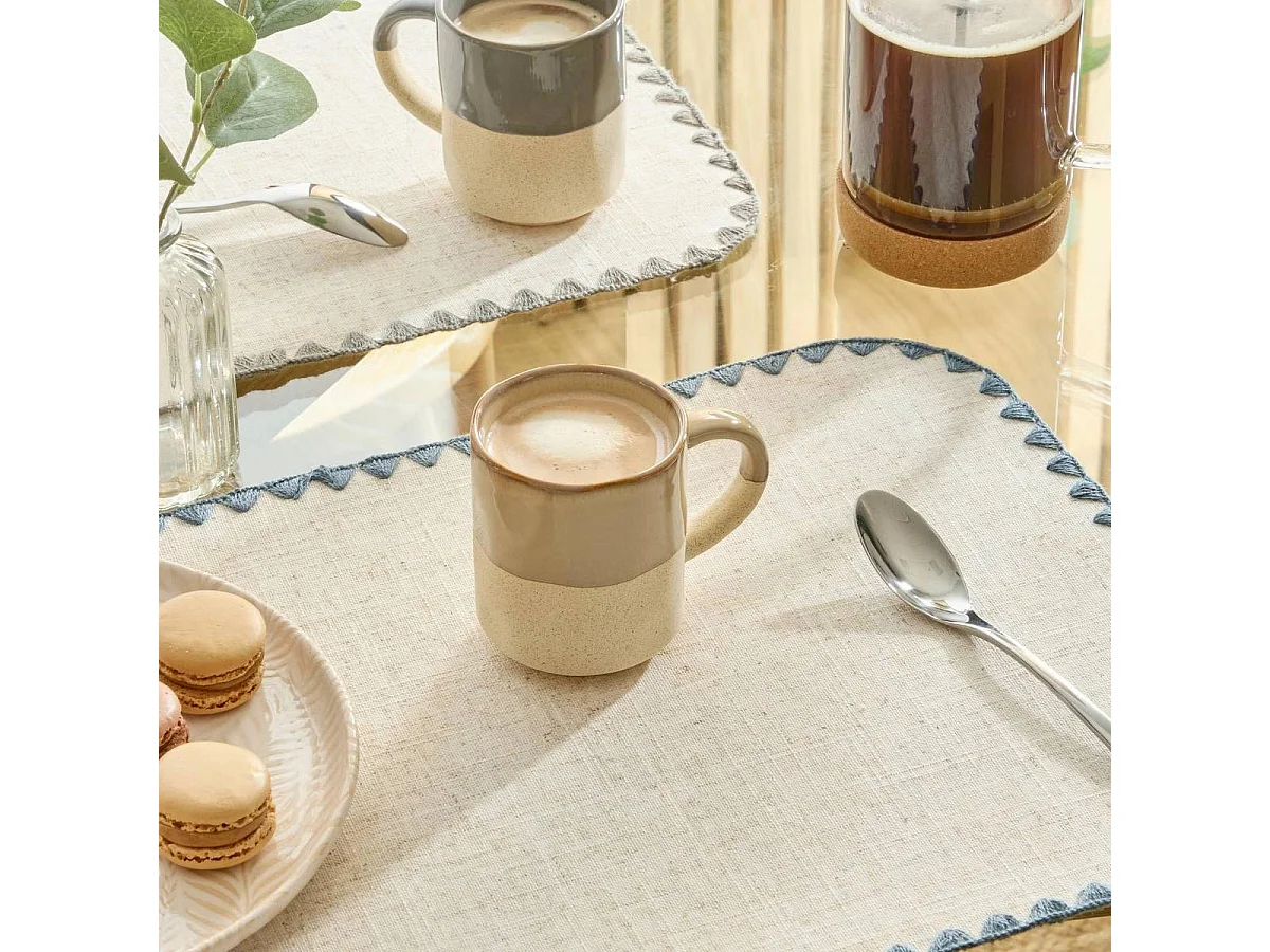 Lot de 6 Mugs en Faïence "Kate" 20cl Beige