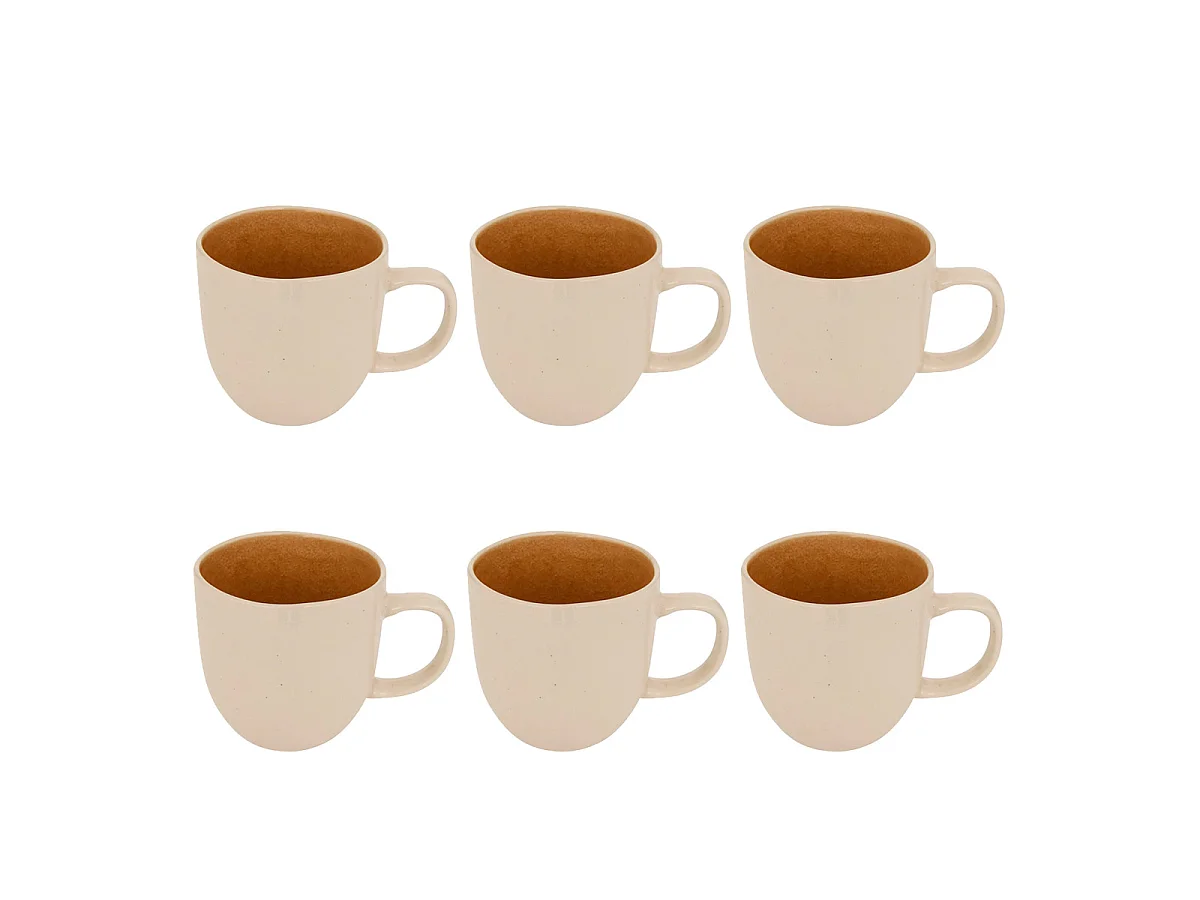 Lot de 6 Mugs en Faïence "Wonja" 44cl Ocre