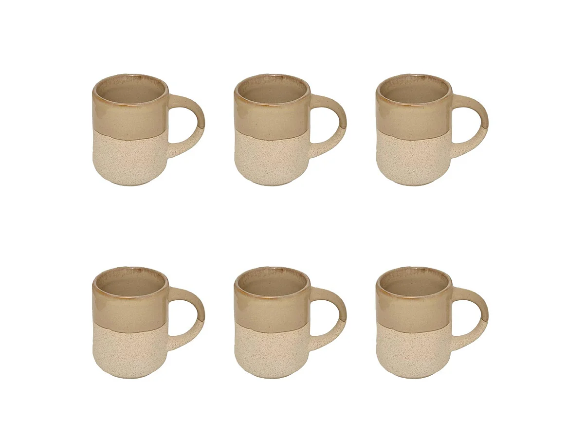 Lot de 6 Tasses à Café en Faïence "Kate" 10cl Beige
