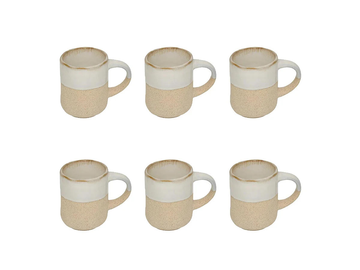 Lot de 6 Tasses à Café en Faïence "Kate" 10cl Blanc