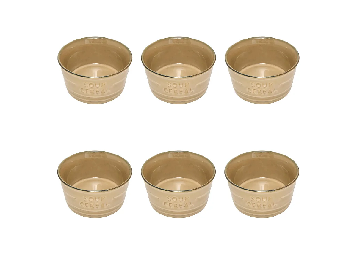 Lot de 6 Bols en Faïence "Joel" 50cl Beige