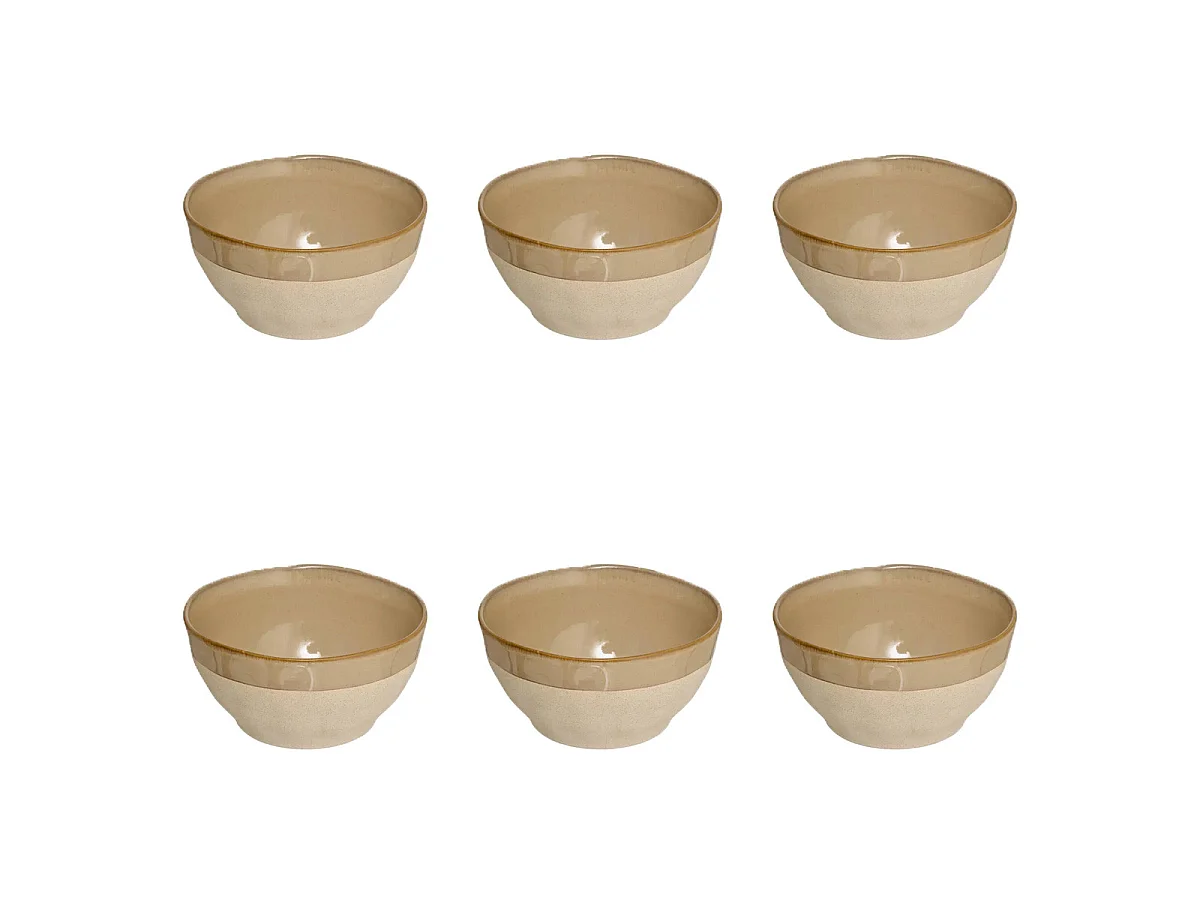 Lot de 6 Bols en Faïence "Kate" 72cl Beige