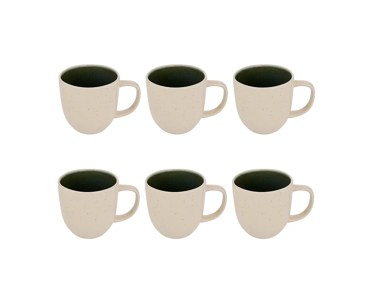 Lot de 6 Mugs en Faïence "Wonja" 44cl Vert