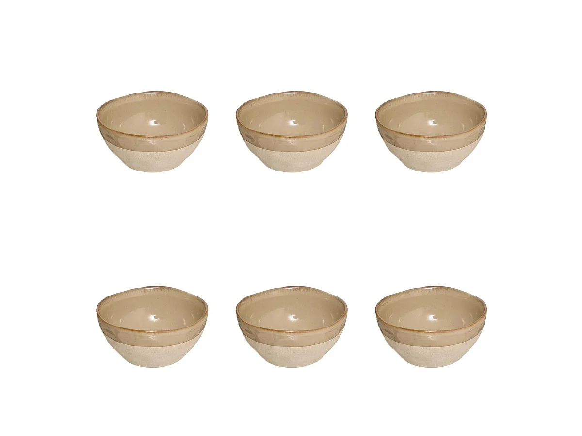 Lot de 6 Bols en Faïence "Kate" 48cl Beige