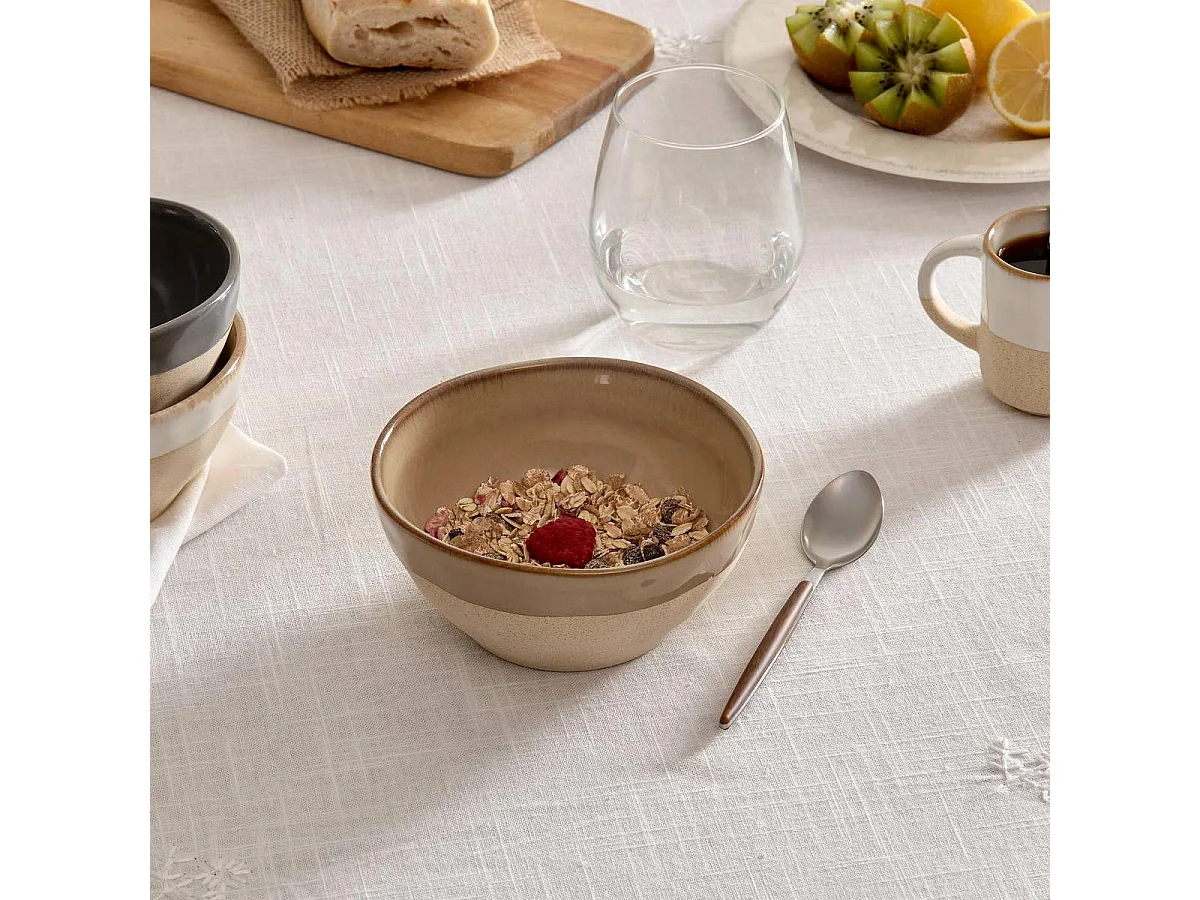 Lot de 6 Bols en Faïence "Kate" 48cl Beige