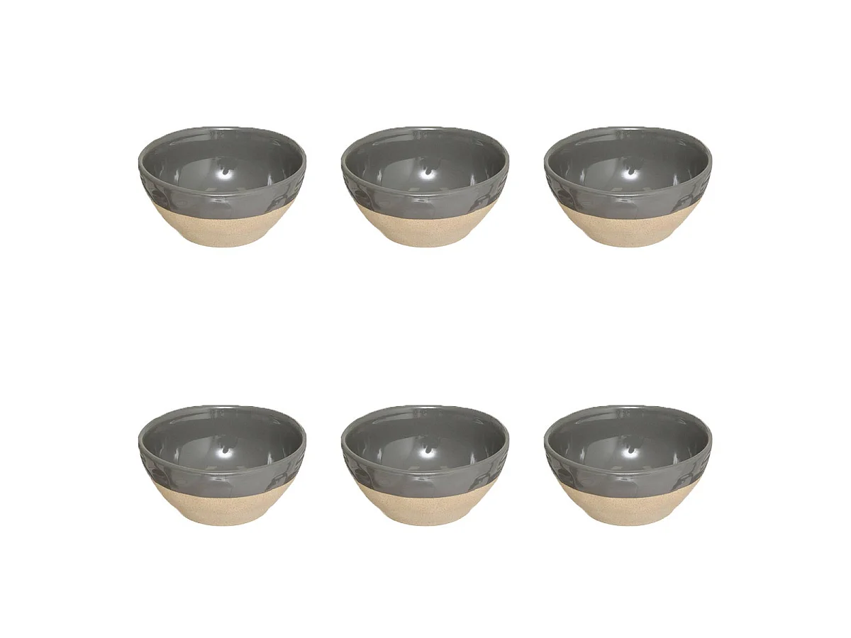 Lot de 6 Bols en Faïence "Kate" 48cl Gris