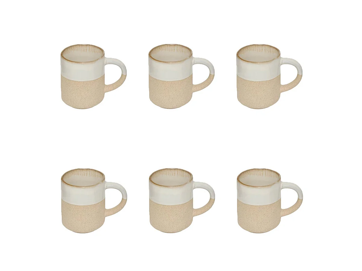 Lot de 6 Mugs en Faïence "Kate" 20cl Blanc