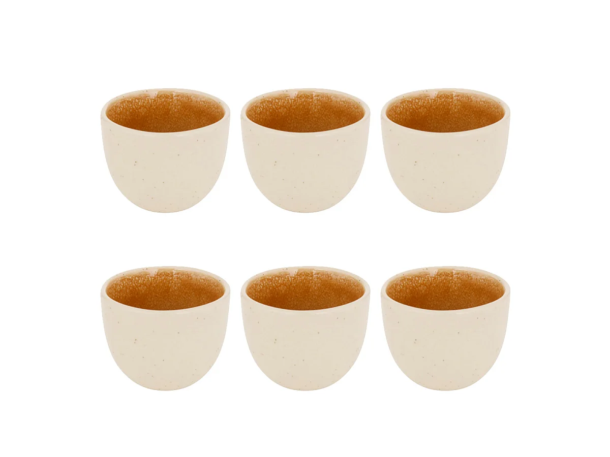 Lot de 6 Tasses à Café en Faïence "Wonja" 10cl Ocre