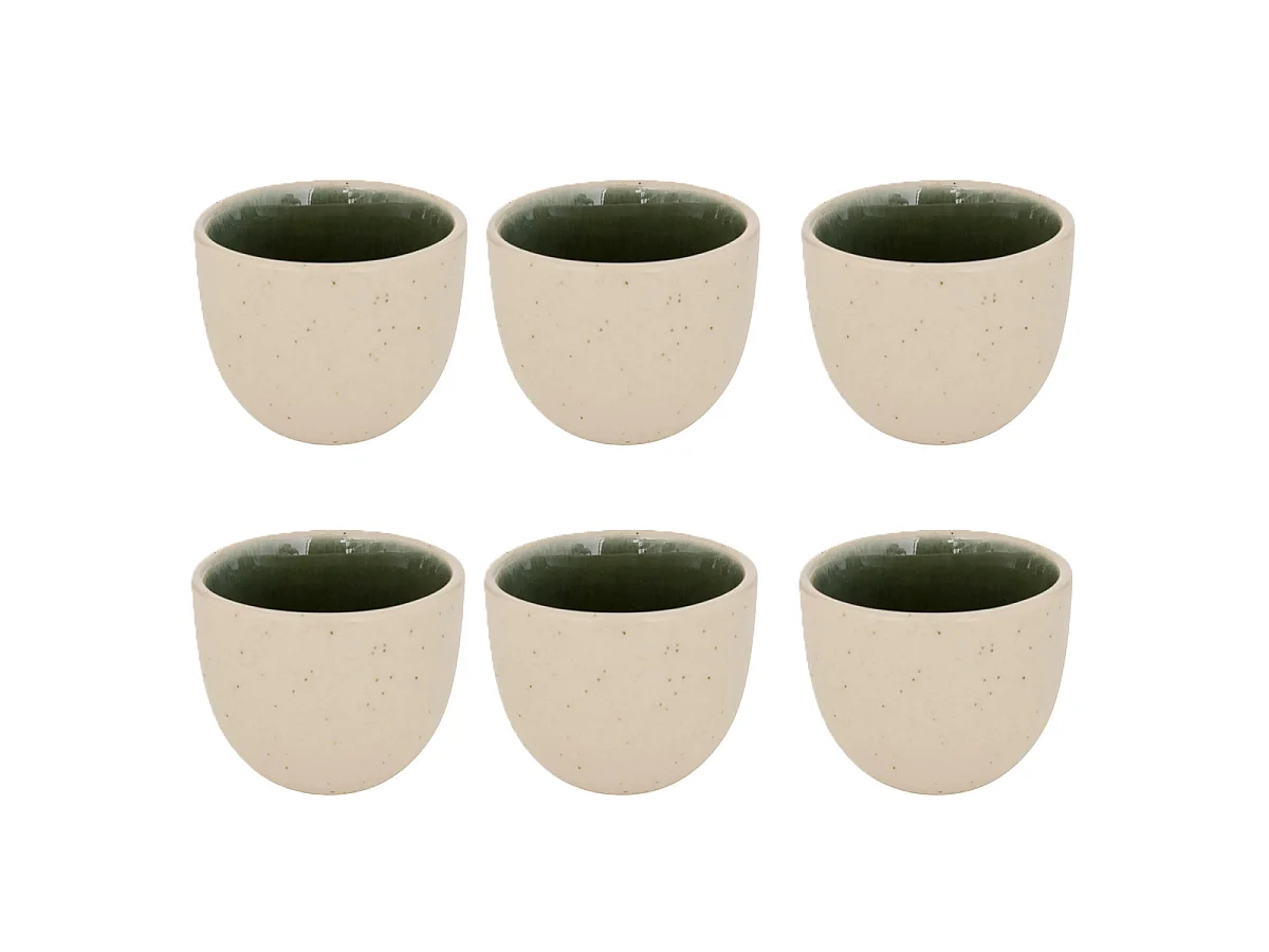 Lot de 6 Tasses à Café en Faïence "Wonja" 10cl Vert