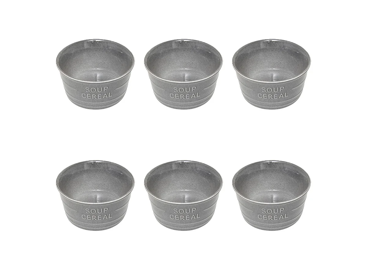 Lot de 6 Bols en Faïence "Joel" 50cl Gris
