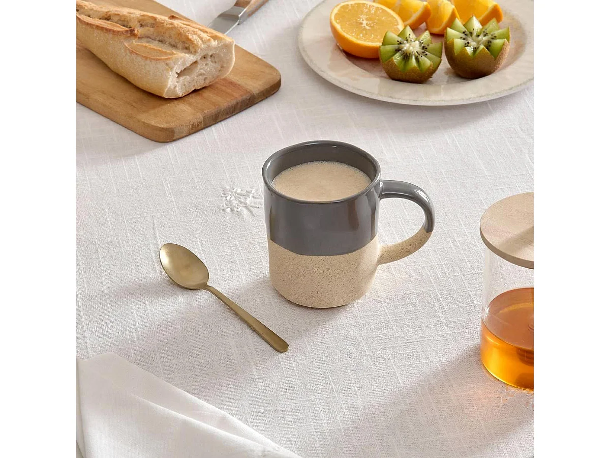 Lot de 6 Mugs en Faïence "Kate" 34cl Gris