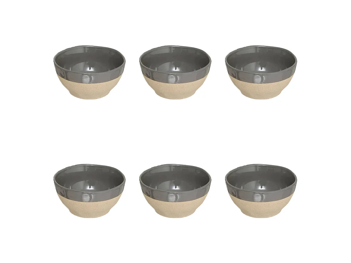 Lot de 6 Bols en Faïence "Kate" 72cl Gris