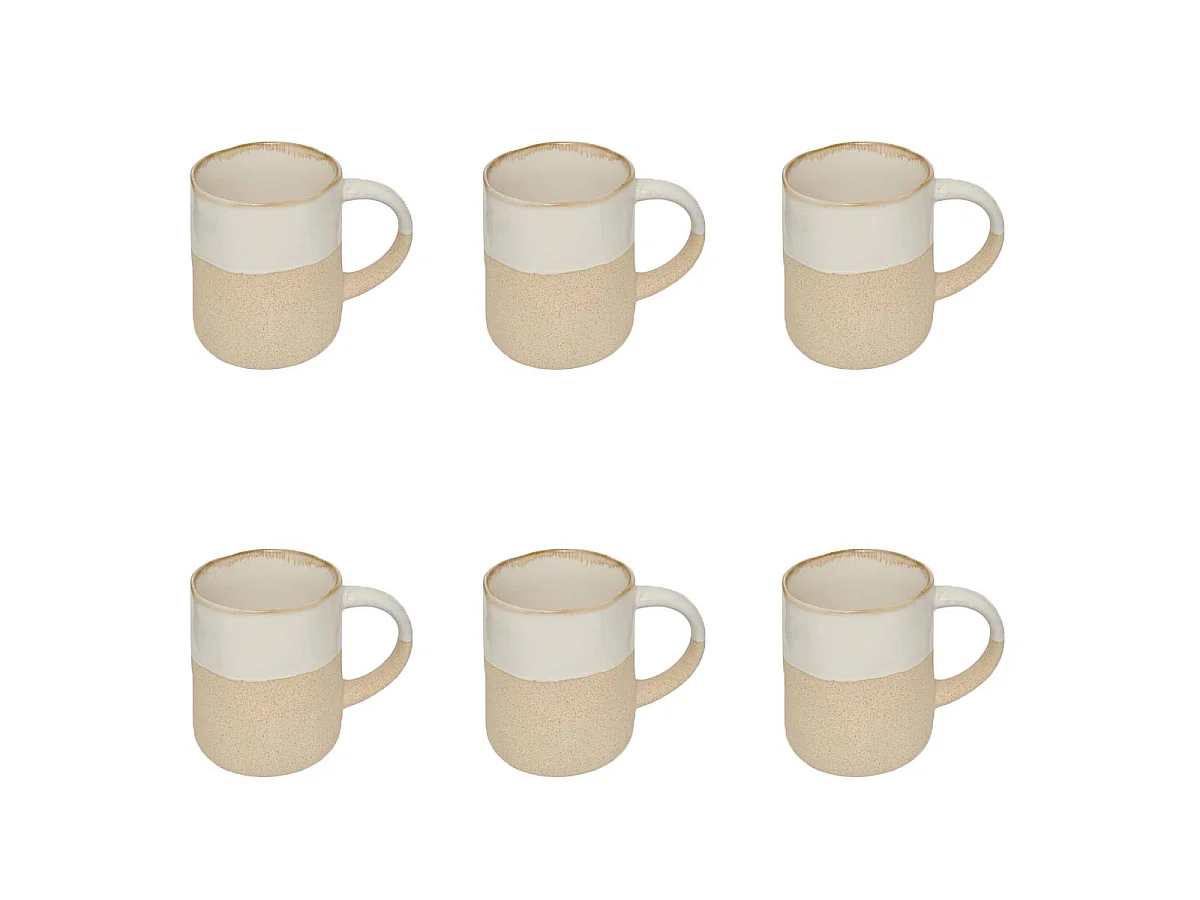 Lot de 6 Mugs en Faïence "Kate" 34cl Blanc