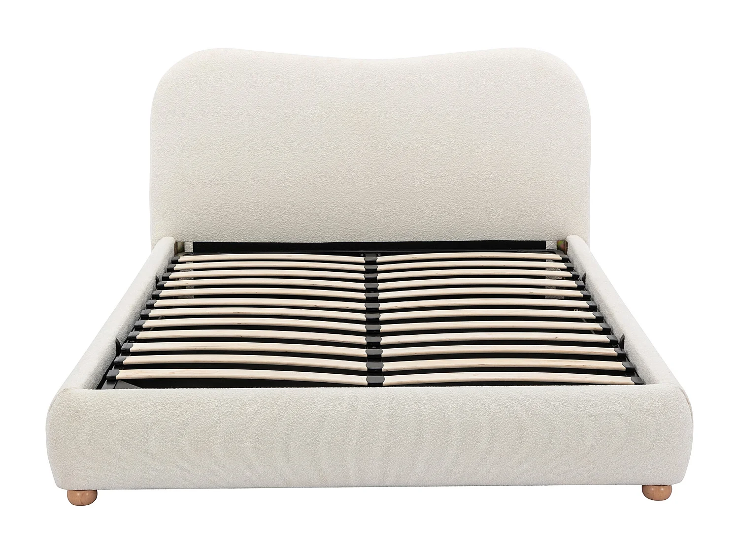 Lit coffre 140 x 200 cm - Tissu bouclette - Blanc + Matelas - VANARI