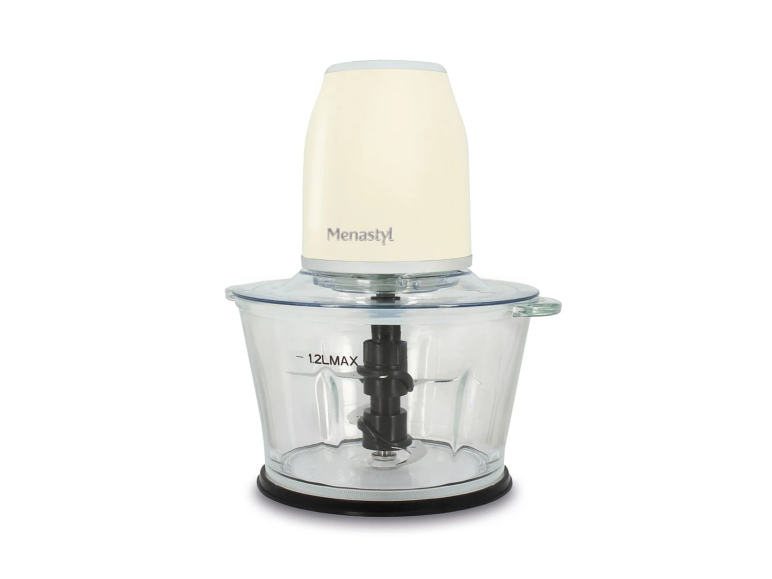 Menastyl - Hachoir Retro 1.2l En Plastique Crème Et Contenant En Verre