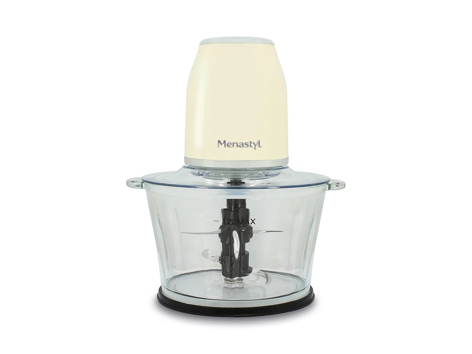 Menastyl - Hachoir Retro 1.2l En Plastique Crème Et Contenant En Verre