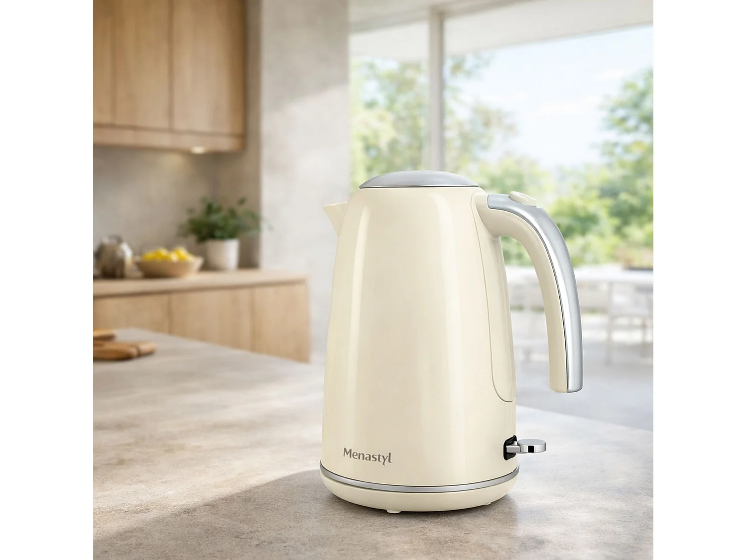 Menastyl - Bouilloire Retro 1.7l En Acier Inoxydable Crème