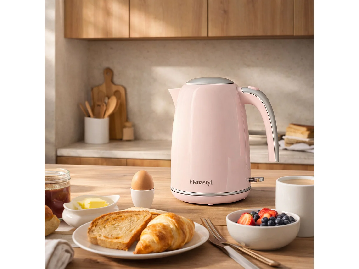 Menastyl - Bouilloire Retro 1.7l En Acier Inoxydable Rose