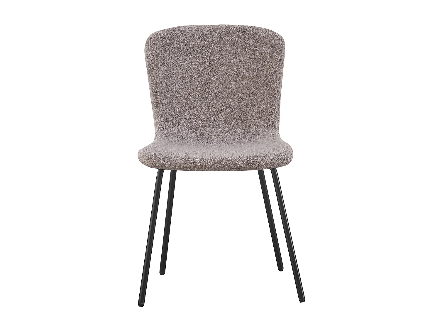 Chaise Cannes grise en tissu bouclette avec pieds en métal noir
