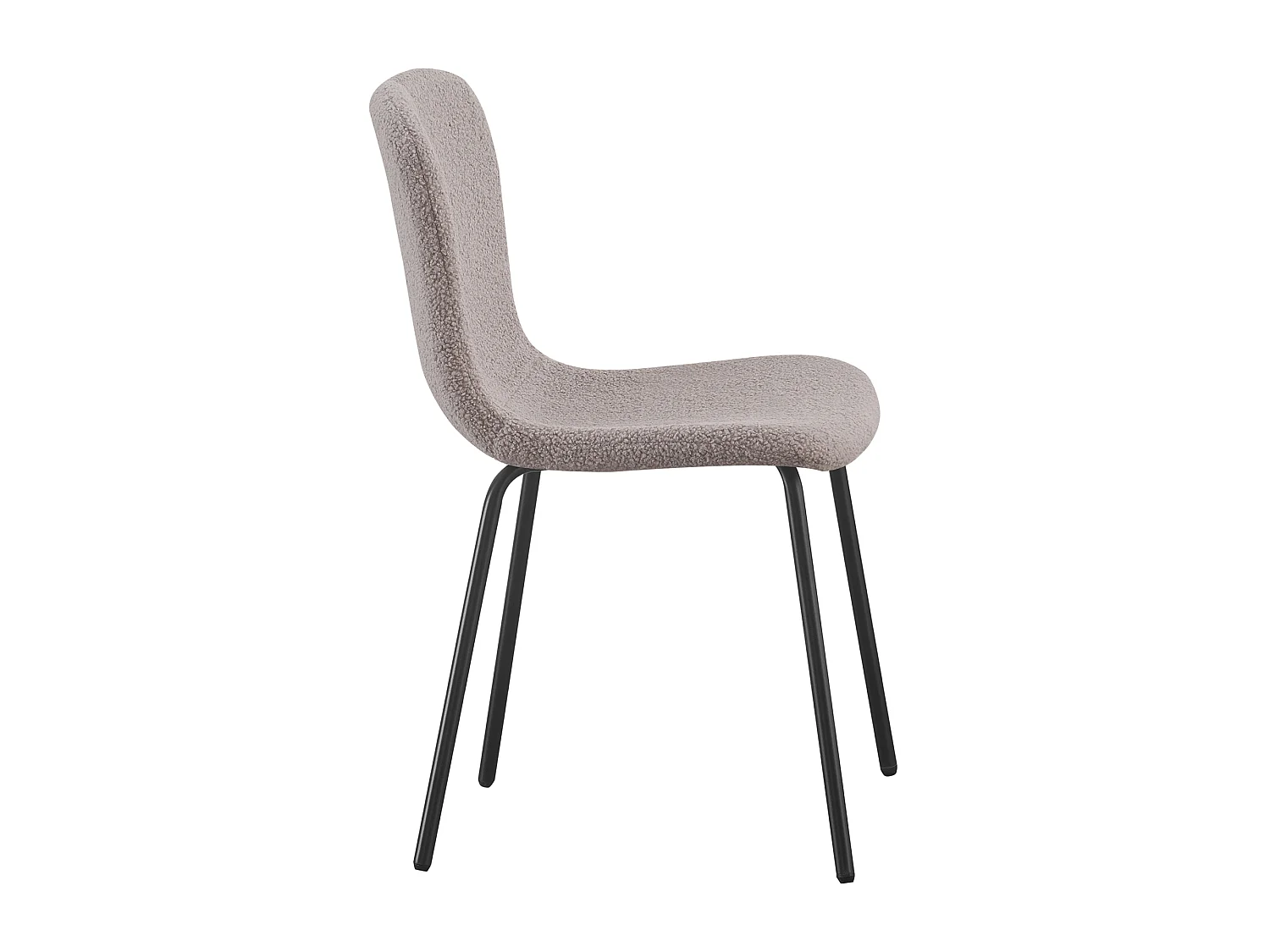 Chaise Cannes grise en tissu bouclette avec pieds en métal noir