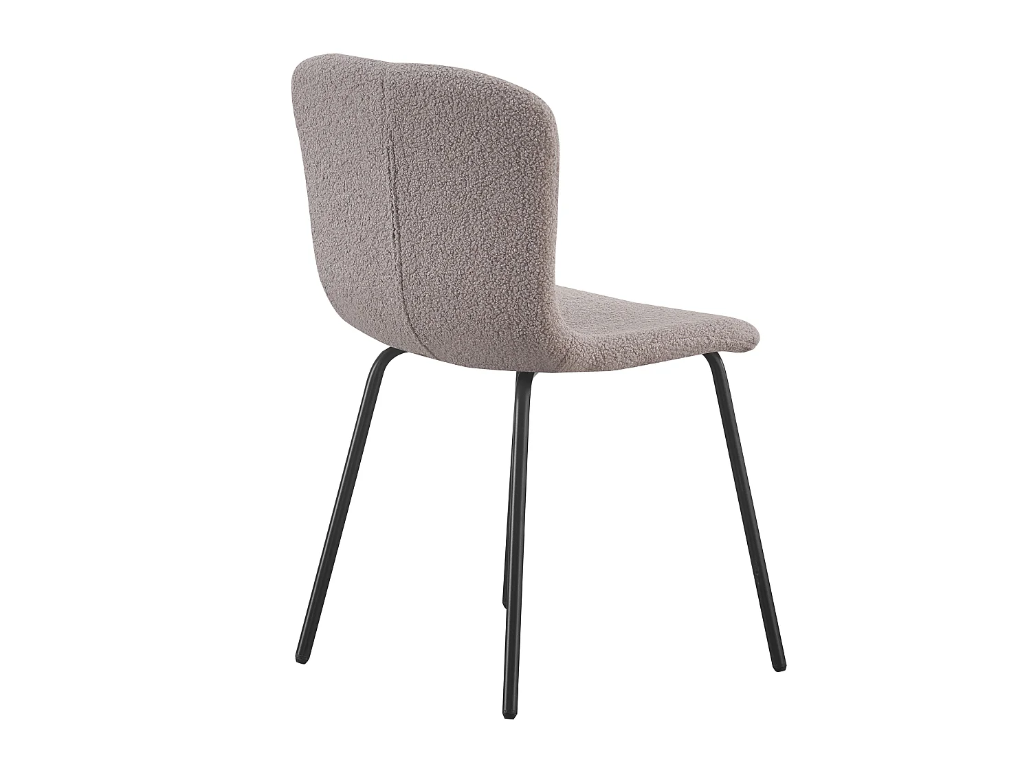 Chaise Cannes grise en tissu bouclette avec pieds en métal noir