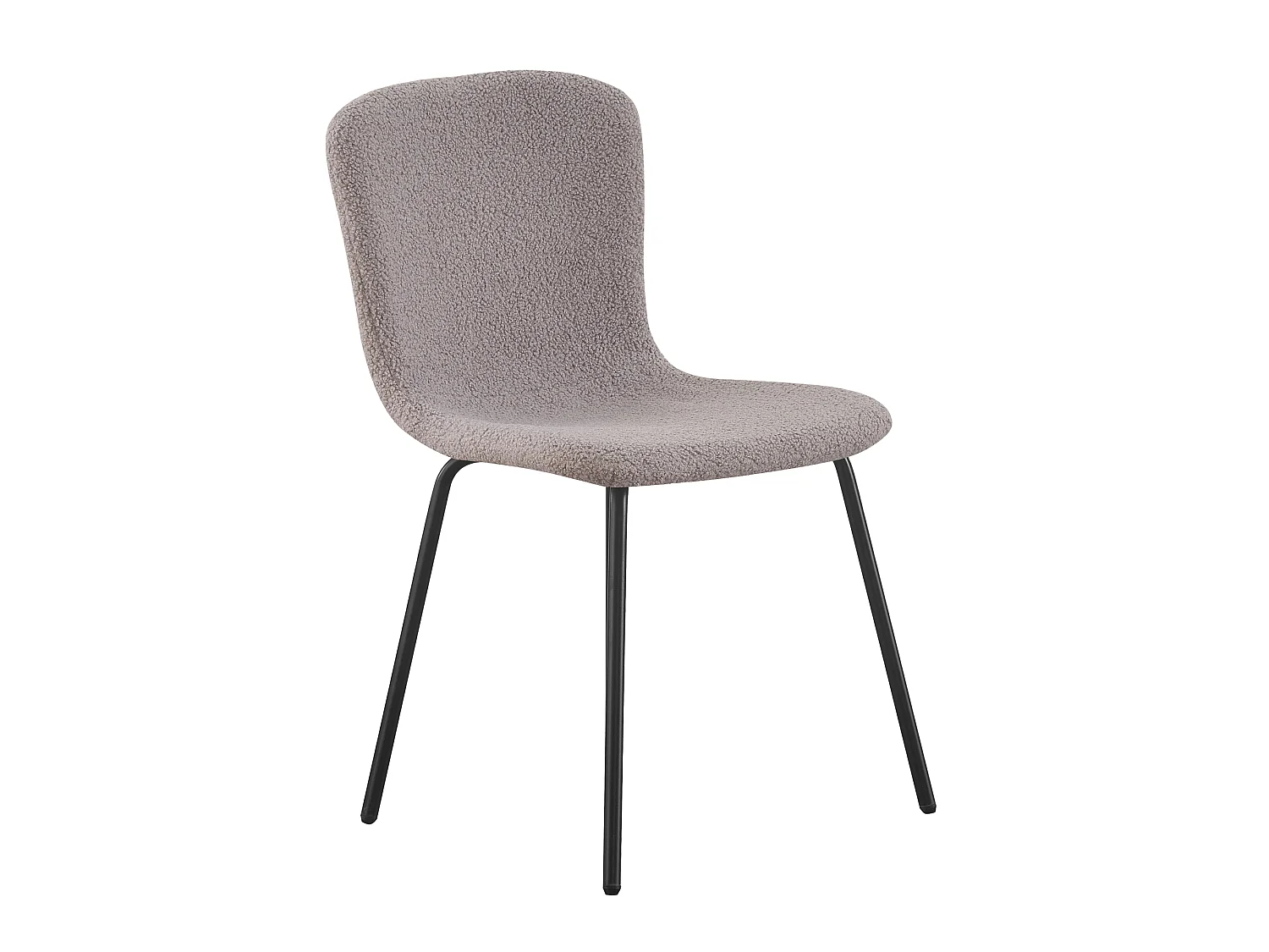 Lot de 4 chaise Cannes grise en tissu bouclette avec pieds en métal noir