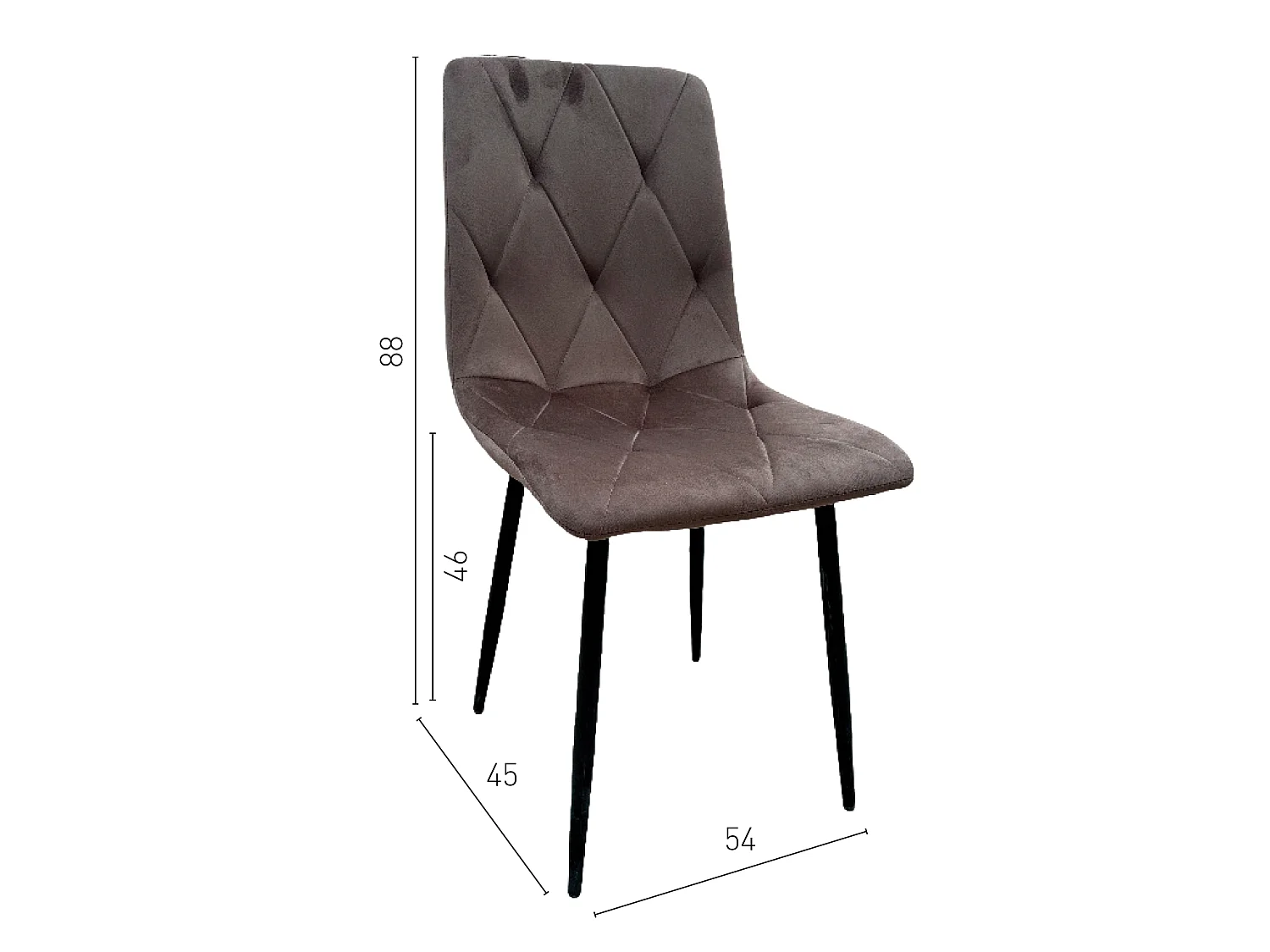 Lot de 2 chaises Berne en velours gris avec assise rembourrée confortable, dossier ergonomique et pieds en métal noir