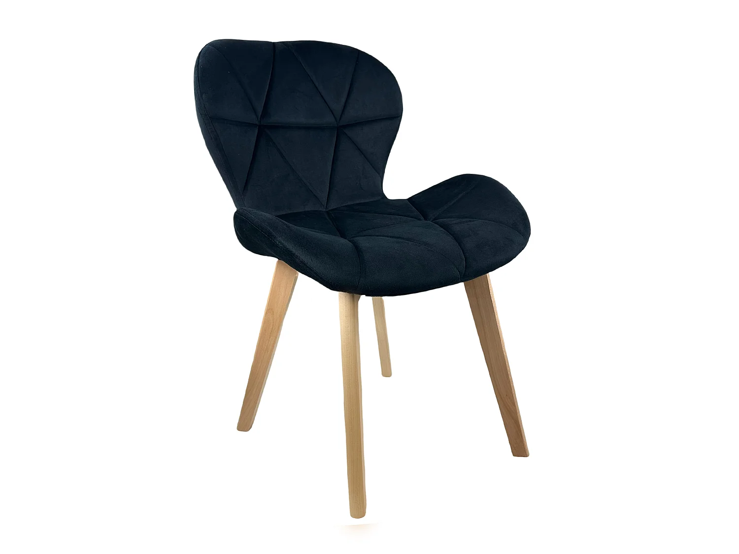 Lot de 2 chaises Oslo en velours noir avec assise rembourrée confortable et pieds en bois de hêtre