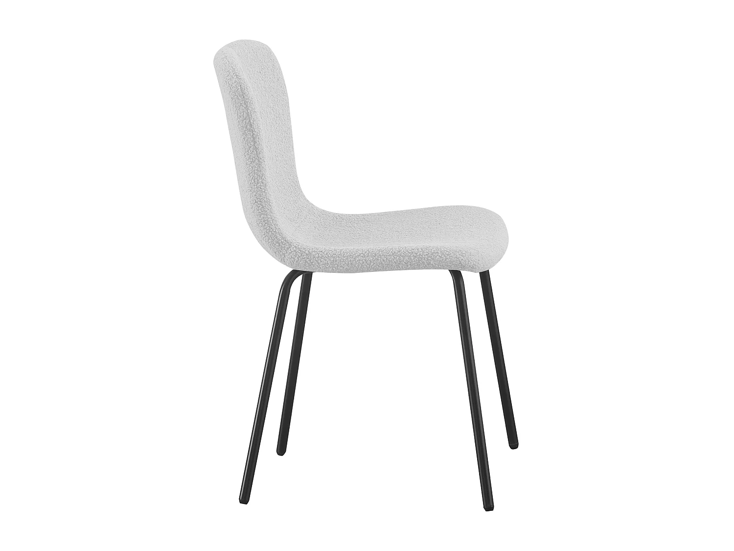 Lot de 4 chaise Cannes blanc en tissu bouclette avec pieds en métal noir
