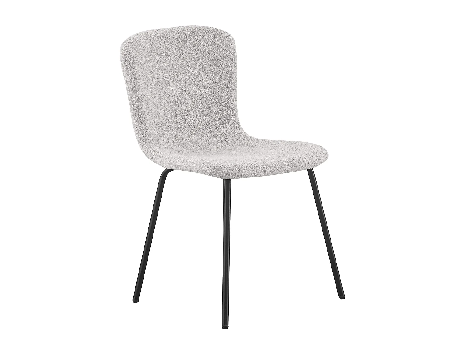 Chaise Cannes blanche en tissu bouclette avec pieds en métal noir