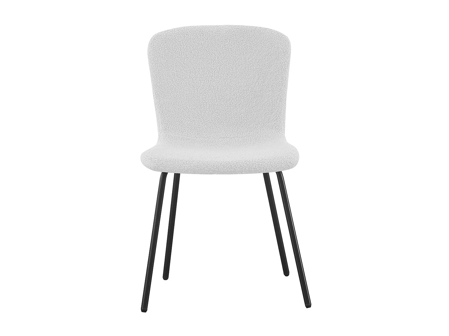 Chaise Cannes blanche en tissu bouclette avec pieds en métal noir
