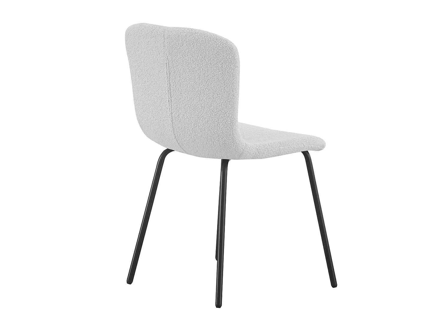 Chaise Cannes blanche en tissu bouclette avec pieds en métal noir