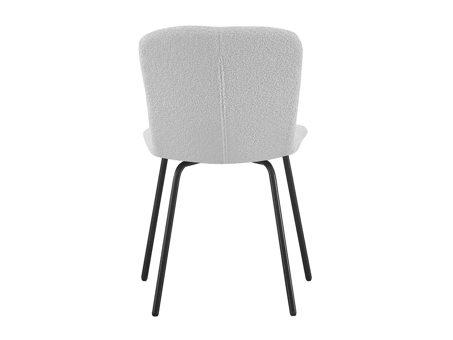 Chaise Cannes blanche en tissu bouclette avec pieds en métal noir