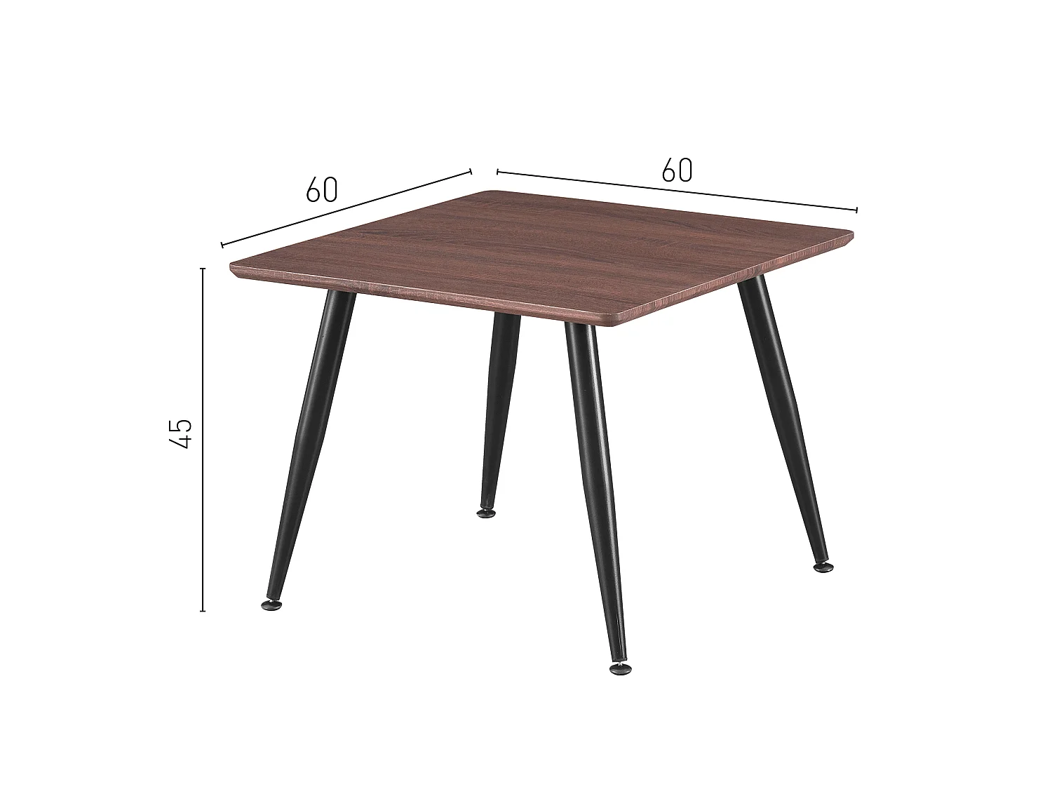 Table basse Monaco 60 x 60 cm avec plateau blanc et pieds en métal noir