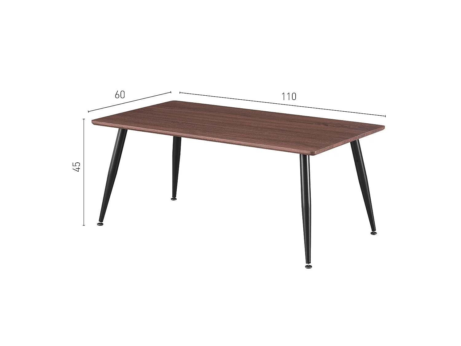 Table basse Niza 110 x 60 cm avec plateau blanc et pieds en métal noir