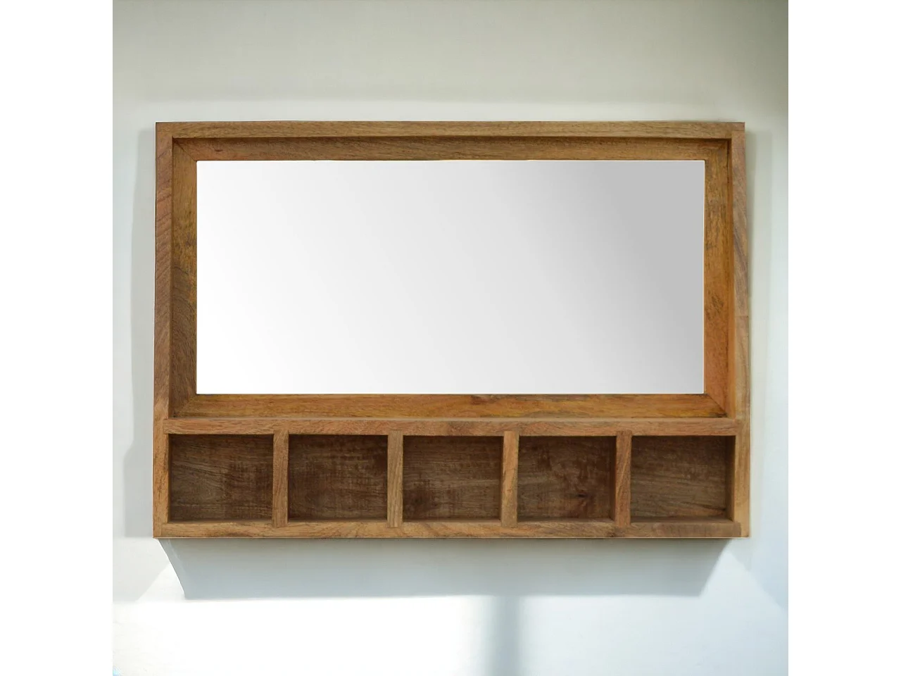 Artisan Furniture Solid Wood 5 Slot Floating Unit with Mirror, Beige