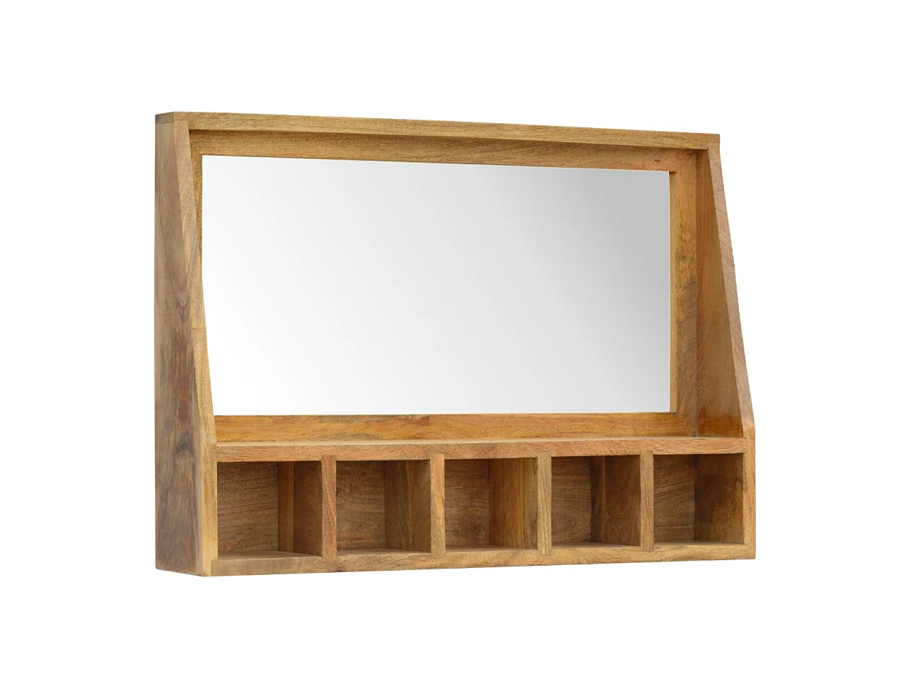 Artisan Furniture Solid Wood 5 Slot Floating Unit with Mirror, Beige