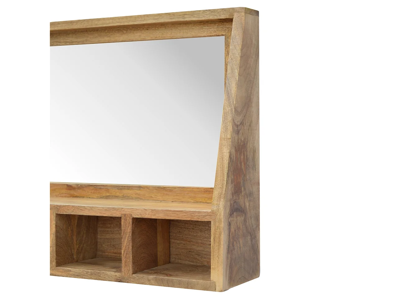 Artisan Furniture Solid Wood 5 Slot Floating Unit with Mirror, Beige